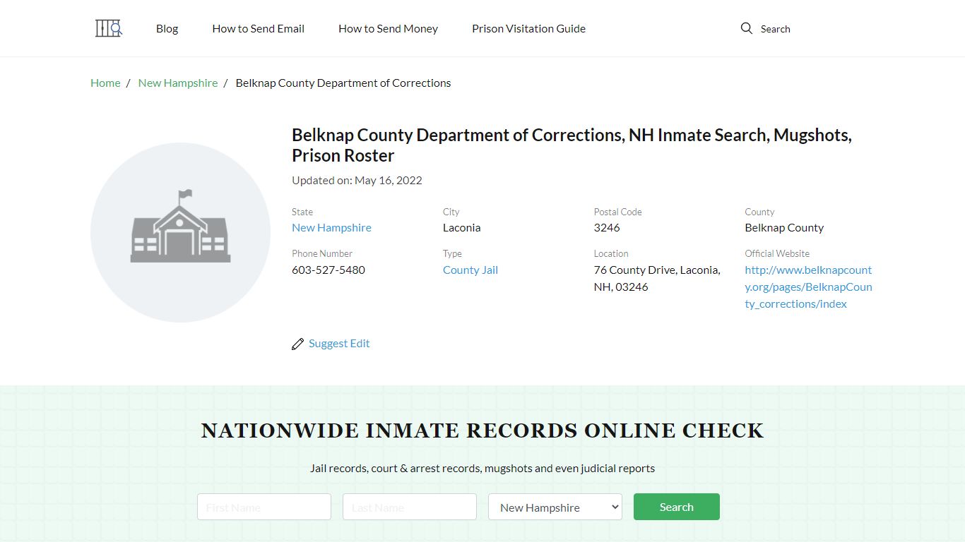 Belknap County Department of Corrections, NH Inmate Search ...